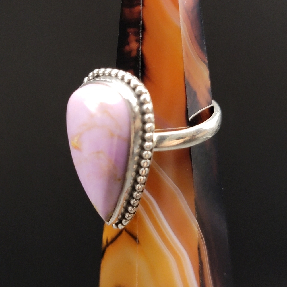 NEW Phosphosiderite Sterling Silver Ring Size  7 Pear Shape Purple Gemstone Boho - Picture 4 of 11
